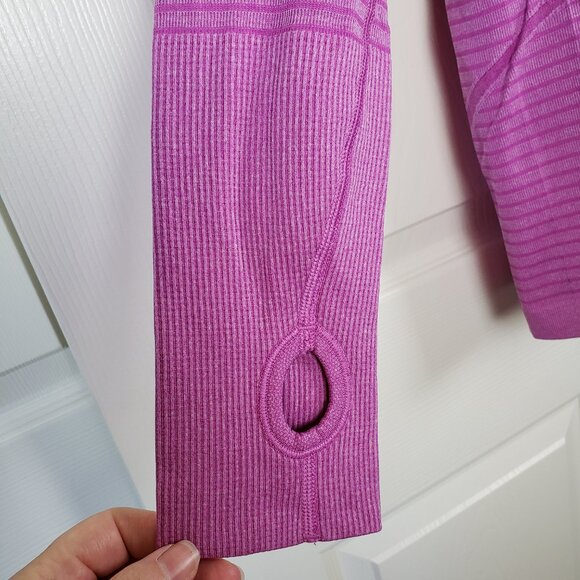 Lululemon swiftly tech long sleeve Pink Striped Size 12 Stretch, Athletic - Picture 4 of 10
